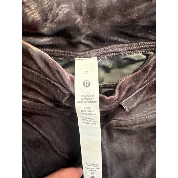 Lululemon Womens Velvet Joggers Size 2 Black & Purple Stretchy & Soft - Picture 2 of 6